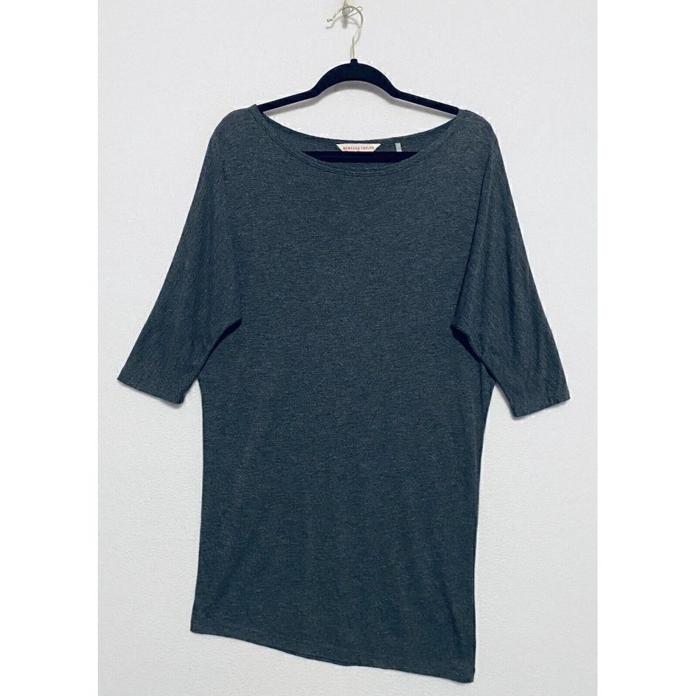 Rebecca Taylor Tunic Dress Womens Medium Gray Dolman Sleeve Asymmetrical Hem